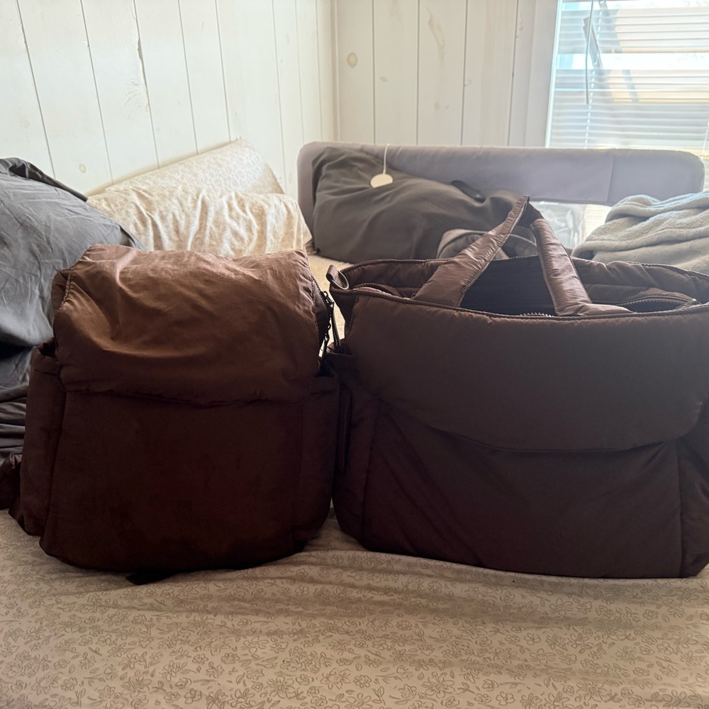 Calpak Brown Padded Tote and Backpack Set